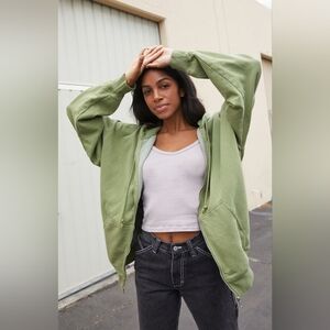 Brandy Melville Green Full Zip Hoodie